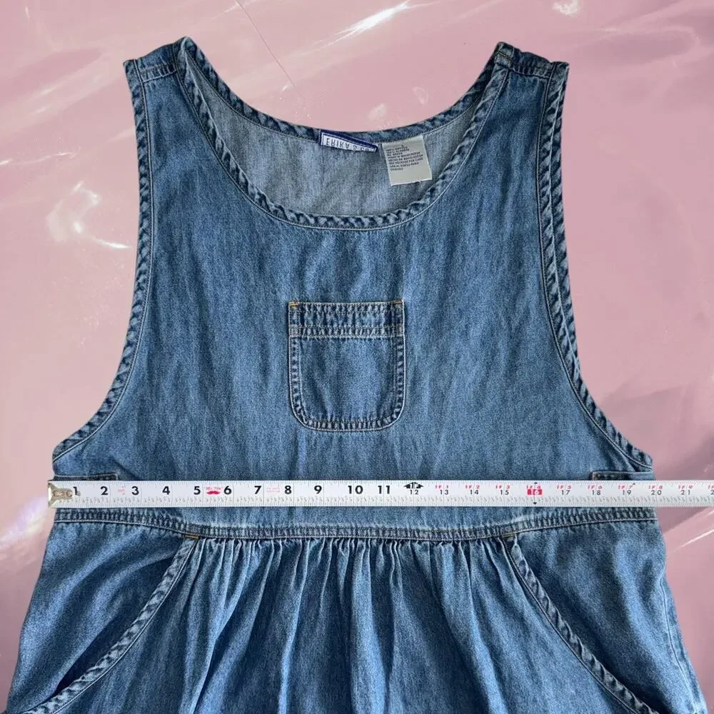 Y2K Whimsy Erika & Co. blue denim maxi dress with pockets cottage core maternity - Picture 4 of 6